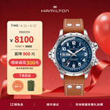 汉米尔顿（Hamilton） 汉密尔顿男表瑞士手表卡其航空超越风速飞行员机械表 礼物送男士 45mm蓝盘棕色皮带 H77765541