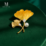 Mck非遗手工国风绒花珍珠胸针高端精致时尚配饰别针胸花中秋礼品