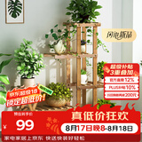 安尔雅 花架子客厅阳台多肉植物架多层盆景架木质地面花盆简约置物架