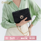 金利来女包单肩包休闲时尚通勤小方包链条斜挎包女朋友妈妈礼物 黑色
