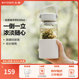 北鼎（Buydeem）泡茶随手杯 茶水分离水杯大容量玻璃杯高颜值茶杯便携办公礼物 【燕麦白】畅快饮|茶水分离630ml