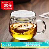 富光花茶杯透明茶杯内胆茶水分离杯办公室玻璃杯子水杯350ml
