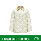 森马（Semir）羽绒服女中长款轻薄肌理宽松2025撞色灯芯绒翻领冬装109725113027