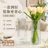 帕狄菱玻璃花瓶 水养插花醒花鲜花富贵竹客厅卧室透明摆件两个装20cm