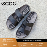 爱步（ECCO）拖鞋男 魔术贴勃肯鞋男士男鞋凉鞋外穿一字带拖鞋 科摩500904 黑色50090401001 42