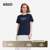 AIGLE艾高轻奢短袖T恤春夏经典款DFT户外速干透汽上衣抗菌女 帝国深蓝 AT491 M (165/88A)