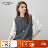 科蒙博卡2025秋冬无袖羊毛背心女装圆领宽松开叉纯色针织毛衣马甲 碳灰 M