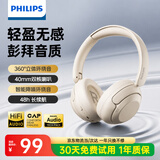 飞利浦（PHILIPS）蓝牙耳机头戴式无线降噪耳机低延迟长续航运动跑步蓝牙6.0音乐游戏有线适用苹果华为TAH1120白