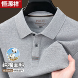 恒源祥纯棉长袖T恤男士春秋纯色10A抗菌t恤衫百搭通勤POLO衫上衣