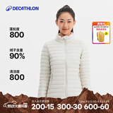 迪卡侬（DECATHLON）短款羽绒服轻薄薄外套户外运动保暖内胆排骨羽绒服TREK100 女款-珍珠白-立领 M