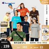 Champion夏季经典款印花草写LOGO圆领休闲运动T恤无性别冠军短袖男女情侣 白色(偏薄） L