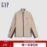 GAP男女装刺绣logo撞色拼接立领夹克外套简约676244 浅卡其 180/100A(XL) 亚洲尺码