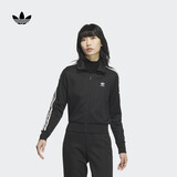 adidas复古风针织休闲运动立领夹克外套女秋季阿迪达斯官方三叶草   黑色（推荐选大一码）   XS