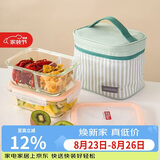 乐扣乐扣（LOCK&LOCK）耐热玻璃保鲜盒微波炉饭盒上班学生便当盒分隔餐盒配便当包两件套