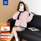 唐狮（TonLion）2026女圆领撞色间条绞花春秋毛衣女慵懒风高级感开衫外套宽松韩版