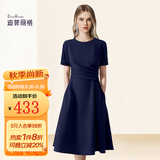 迪菲丽格短袖通勤气质连衣裙女夏季2025年新款设计感收腰显瘦裙子 图片色 L