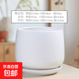 北欧花盆陶瓷白色清仓特价创意个性大号特大号带托盘家用阳台简约 白色 大