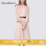 MeetMetro玛依尔法式仙女连衣裙女2026秋新款高端气质纯欲风裙子礼服长裙 藕粉MG184213 S