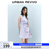 UR春季新款女摩登气质褶皱收腰显瘦无袖连衣裙UYY750030 淡紫 S