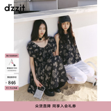 DZZIT地素短袖连衣裙夏季复古重工刺绣泡泡袖裙子女3J2O4236A 黑色（连衣裙) XS