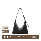 裘真（qiuzhen）【明星推荐】 经典hobo包植鞣牛皮腋下通勤休闲饺子女包 黑色-小号（羊皮） 小包/大包