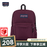JANSPORT杰斯伯书包轻便双肩包男女旅行包简约背包电脑包学生校园 4QUTA0A深紫酒红-侧边袋