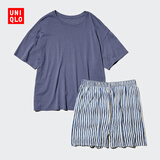 优衣库起居套装/短袖/短裤女装睡衣26春夏新款488966 66 蓝色 XL