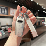 FHAO2026款奥迪a6l钥匙套c8汽车A4L A3 Q5LQ7 Q8 Q3 Q2L A5 包扣 G款【象牙白】+车标皮绳