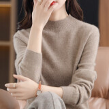 怡曼芙（YIMANFU）针织衫女秋冬新款一线成衣显瘦打底衫内搭毛衣女百搭可外穿上衣女 原绒驼 均码 -建议90-140斤
