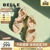 百丽（Belle）满钻条带繁星休闲凉鞋女商场款厚底凉鞋A9S2DBL4 杏色 37 (235mm)