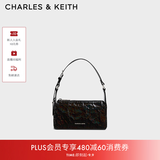 CHARLES&KEITH褶皱手提斜挎小方包腋下包女士生日礼物CK2-80160183 CK2-80160183Prism Noir黑色（新色） S
