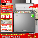 美的（Midea）冰柜家用100/143/200/300升冷藏冷冻单温保鲜柜小型节能省电冻肉茶叶雪糕电冰箱卧式冷柜一级能效 200升 灰色 一级能效 200KMF(E)