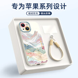 XP适用苹果15手机壳新款镜头全包iphone15保护外壳防摔散热硅胶男女生高级感带挂绳-古董白国风山水