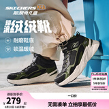 Skechers斯凯奇儿童秋冬休闲男女童二棉鞋轻质加绒保暖靴405222L/302583L 男童/黑色/绿色/BKGR 28.5