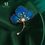 Mck非遗手工国风绒花珍珠胸针高端精致时尚配饰别针胸花中秋礼品