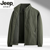 JEEP SPIRIT吉普夹克外套男春秋季2025新款运动休闲宽松中年爸爸款立领上衣 军绿色 M 【100斤-125斤】