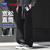 NASA GISS官方潮牌牛仔裤男港风宽松复古美式高街潮流休闲裤子男 黑色 2XL