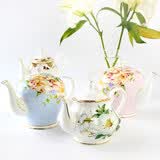 品来运 欧式家用茶壶陶瓷泡茶壶耐热英式咖啡壶可加热下午茶壶大容量 茶花 英式茶壶