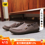 卡特（CAT）春夏舒适休闲皮鞋乐福鞋轻薄牛皮轻便透气干爽船鞋通勤一脚蹬男鞋 深灰色 44