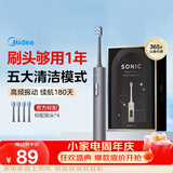 美的（Midea）电动牙刷S1PX灰色成人学生180天长续航5种清洁模式声波磁悬浮声波马达净齿男女士情侣生日节日礼物
