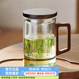 忆壶茶（YIHUTEA）茶杯玻璃茶具加厚喝水杯子茶水分离杯带过滤耐高温男女泡茶马克杯 【升级方木把】透明泡茶杯450ml