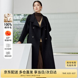 尚都比拉中长款100%羊毛大衣女冬季宽松呢子双面毛呢外套 黑色 M 