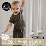 nest designs竹棉弹力男女童长短袖T恤防蚊裤宝宝上衣哈伦裤子儿童透气舒适 炭笔灰 【防蚊裤】 100 码【建议身高90-102cm】