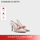 CHARLES&KEITH缎面蝴蝶结尖头高跟凉鞋女生日礼物送女友CK1-60361556 Light Pink浅粉色 37