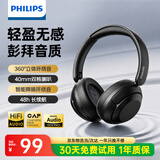 飞利浦（PHILIPS）蓝牙耳机头戴式无线降噪耳机低延迟长续航运动跑步蓝牙6.0音乐游戏有线适用苹果华为TAH1120黑