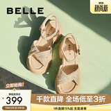 百丽（Belle）满钻条带繁星休闲凉鞋女商场款厚底凉鞋A9S2DBL4 杏色 39 (245mm)