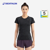 迪卡侬（DECATHLON）凉感运动t恤男女健身训练运动跑步休闲宽松短袖上衣透气速干衣 纯色女款-经典黑 M