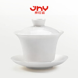 京红运真裸价·三才盖碗茶具羊脂玉白瓷悬停盖杯茶碗泡茶杯