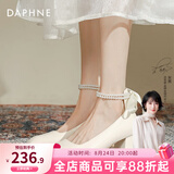 达芙妮（DAPHNE） 高跟鞋单鞋女2024法式方头春季中跟粗跟小皮鞋复古玛丽珍女鞋 珍珠米白【蝴蝶结】跟高 5.5cm 37