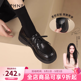 DAPHNE达芙妮乐福鞋女2026春秋新款复古风小皮鞋女森系学院风黑色百搭女单鞋子 黑色 【升级款4CM跟高】 37